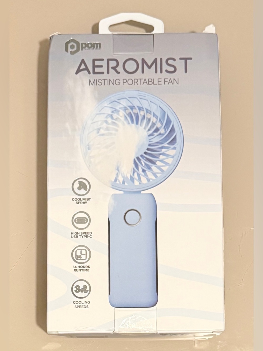 pom AEROMIST Portable Misting Fan - Light Blue